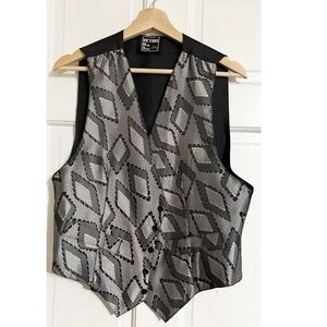 Retro Designs Black Print Mens Vest Sz S